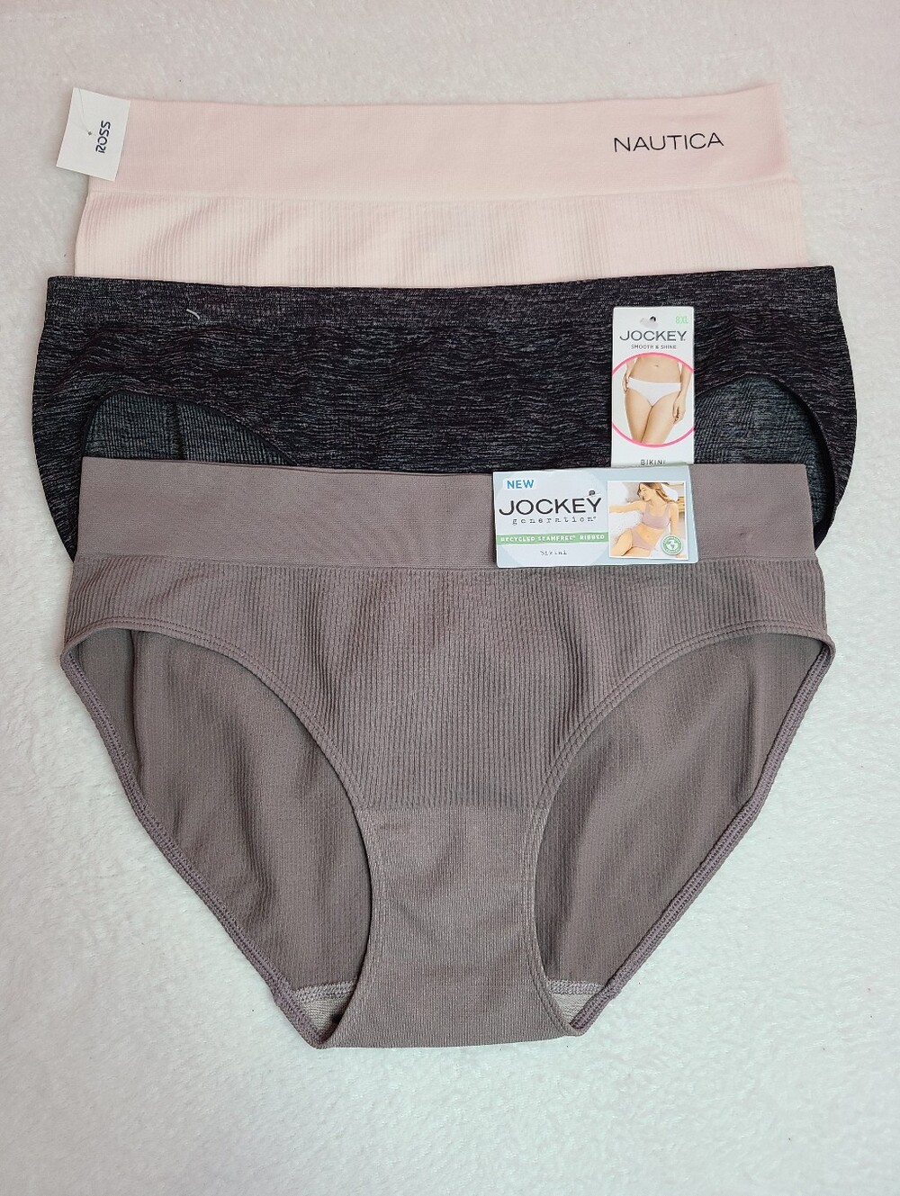 3pk Jockey Nautica Assorted Seamless Stretch Nylon Panties Size XL